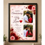 Wedding Anniversary Greeting frame with a gold-Colored Border. - Image 3